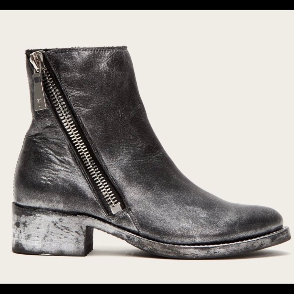 New without box Frye Black Zip Bootie w/ Metallic Finish. Perfect condition. 6.5